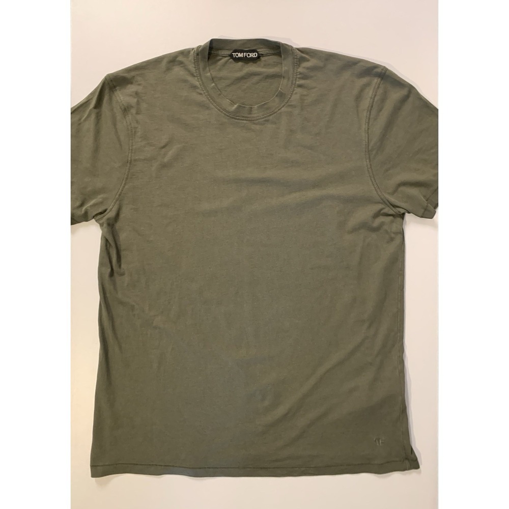 Tom Ford Lyocell-Cotton T-shirt Size 50 Khaki Green Made In Portugal Minimalist